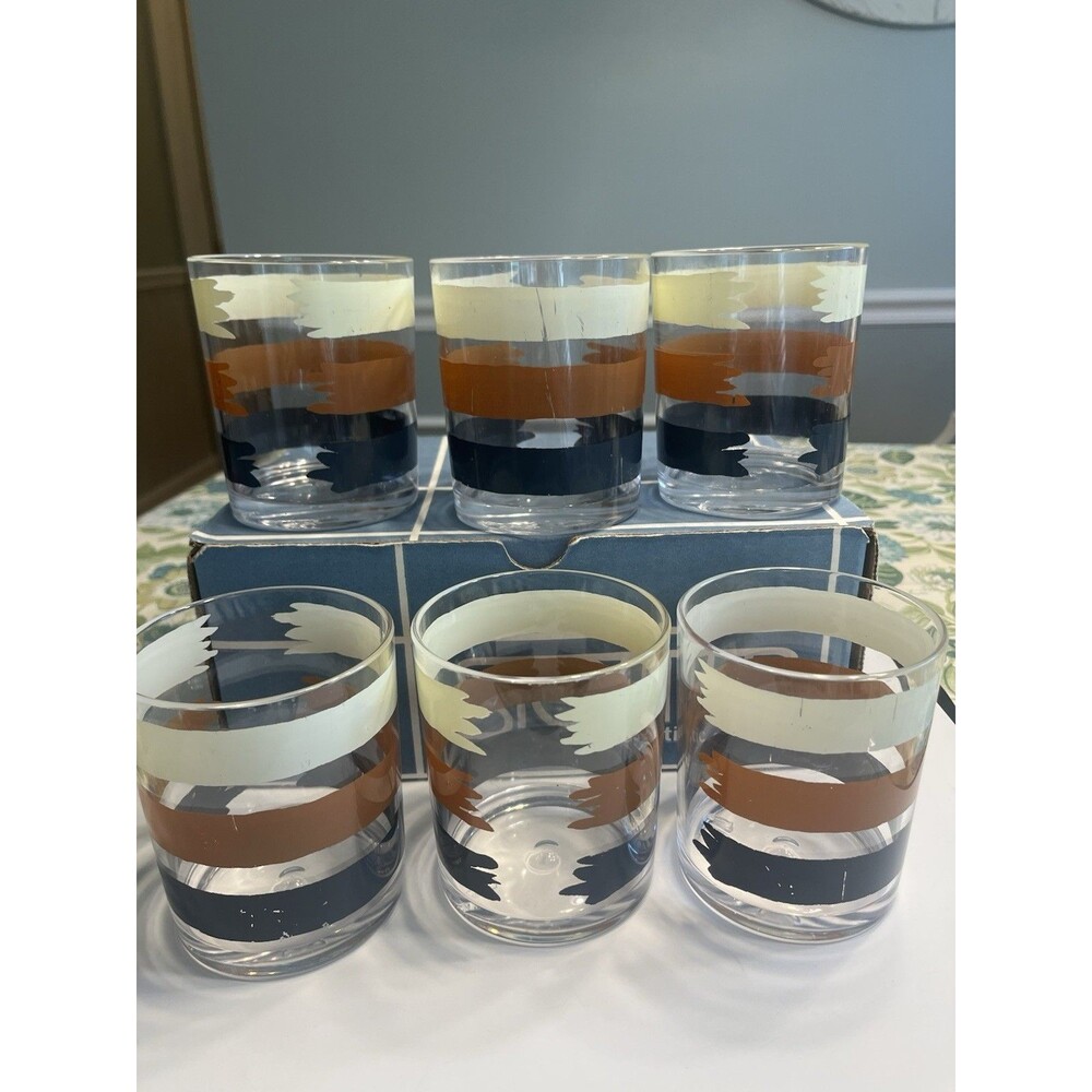 HJ Stotter Double Old Fashioned Striped Acrylic Glasses IOB